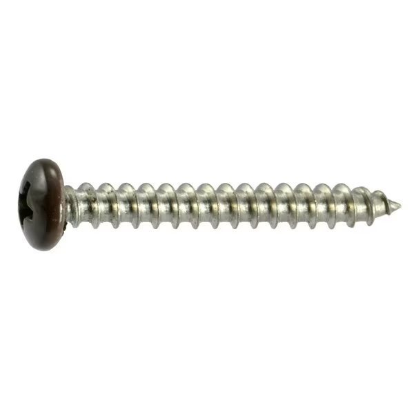 Sheet Metal Screw, #10 x 1-1/2 in, Painted 18-8 Stainless Steel Pan Head Phillips Drive, 100 PK, Midwest Fastener, Mfr#: 09118